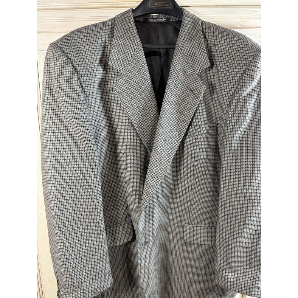 Deansgate Tailors Row Blazer 46R Houndstooth Silk Wool Two Button Sport Coat